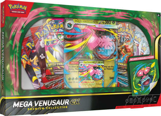 Mega Venusaur ex Premium Collection met promokaart, oversized kaart en 8 Pokémon boosterpacks.