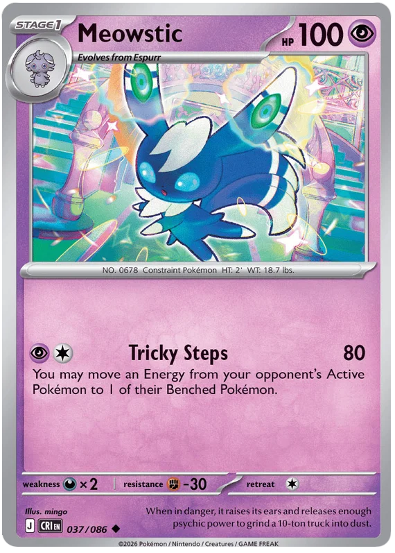 Meowstic common Pokémon kaart nummer 037 uit de set Chaos Rising