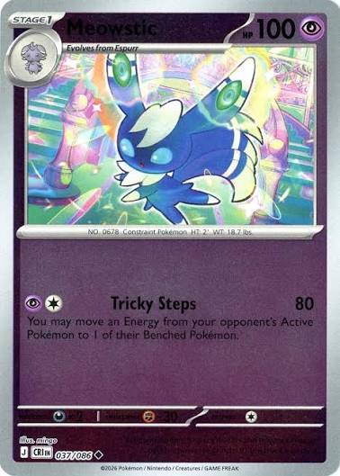 Meowstic #037 reverse holo Pokémon kaart uit de Chaos Rising set
