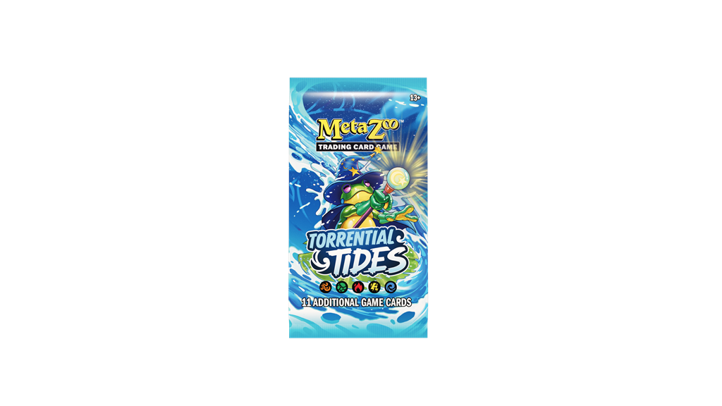 MetaZoo Torrential Tides losse boosterpack met water-themed cryptid kaarten
