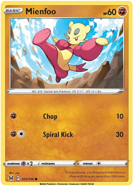 Mienfoo common kaart #103/196 uit de Pokémon Lost Origin set