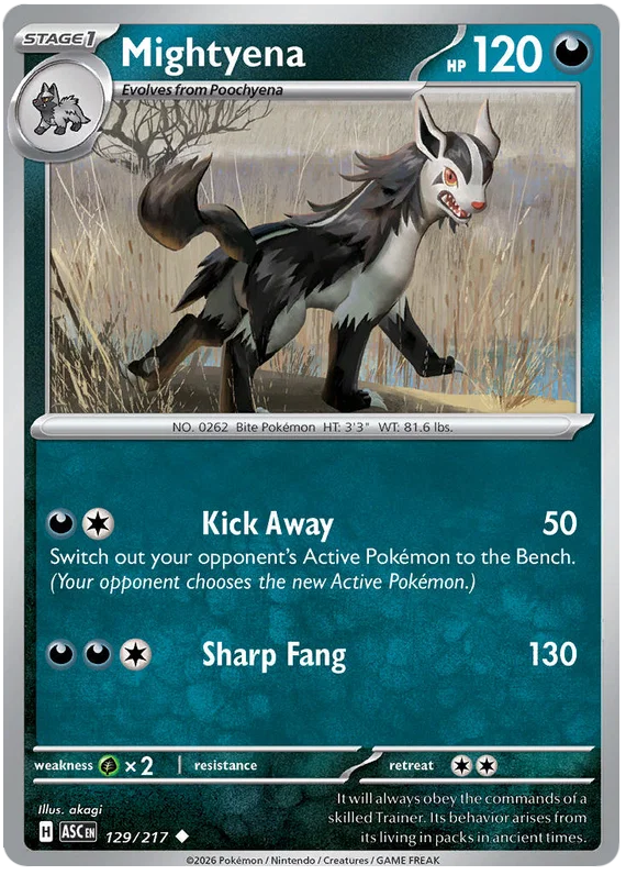 Mightyena common #129 losse Pokémon kaart uit de Ascended Heroes fan-set