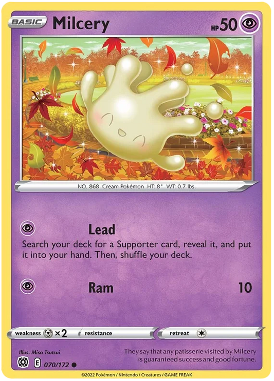 Milcery common Pokémon kaart uit Brilliant Stars, kaartnummer 070/172
