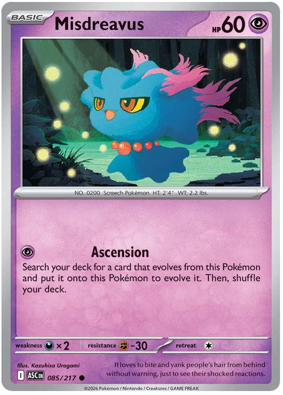 Misdreavus common kaart #085 uit de Pokémon set Ascended Heroes