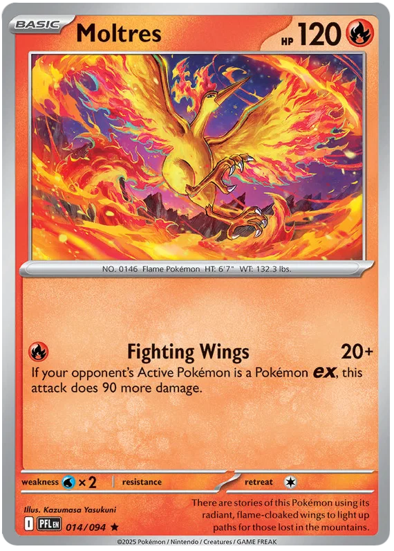 Moltres holo kaart #014 uit de Chinese Pokémon set Phantasmal Flames