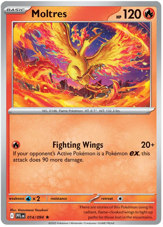 Moltres holo kaart #014 uit de Chinese Pokémon set Phantasmal Flames