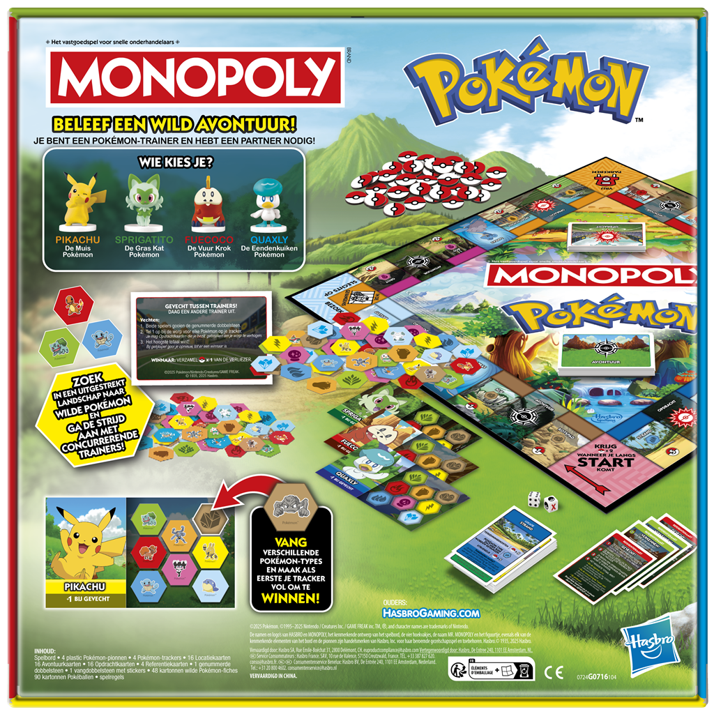 Monopoly Pokémon Speciale Editie met Pikachu, Sprigatito, Fuecoco en Quaxly, het leukste bordspel voor familieavond en kinderen