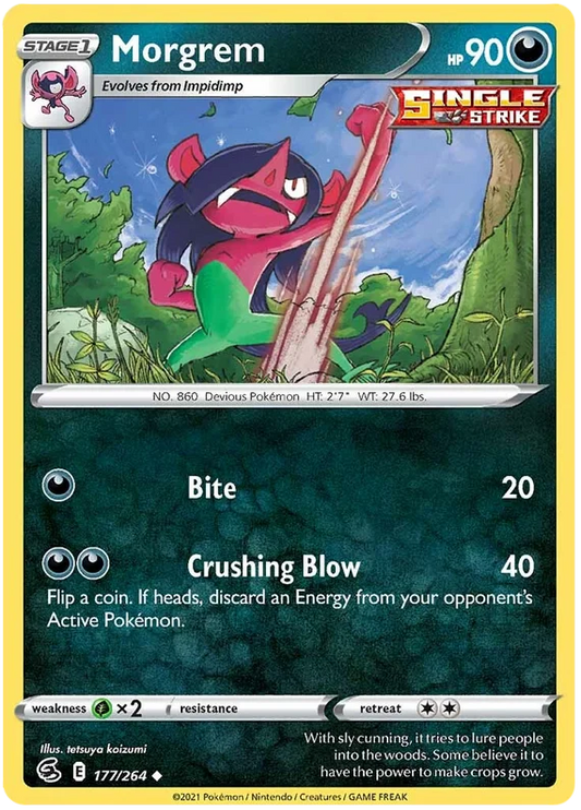 Morgrem 177/264 Pokémon kaart uit de Fusion Strike set met illustratie van tetsuya koizumi