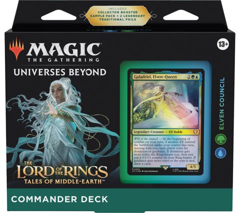 Voorkant van de Magic the Gathering Lord of the Rings Elven Council Commander deckbox.