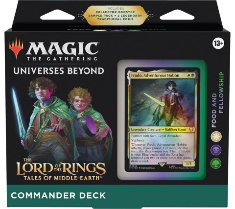 Voorkant van de Magic the Gathering Lord of the Rings Food and Fellowship Commander deckbox.