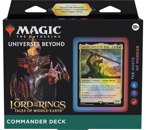 Voorkant van de Magic the Gathering Lord of the Rings Hosts of Mordor Commander deckbox.