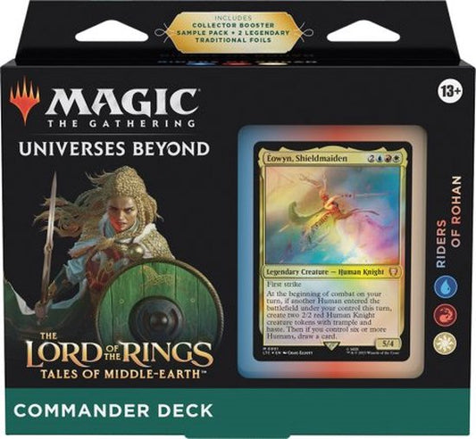 Voorkant van de Magic the Gathering Lord of the Rings Riders of Rohan Commander deckbox.