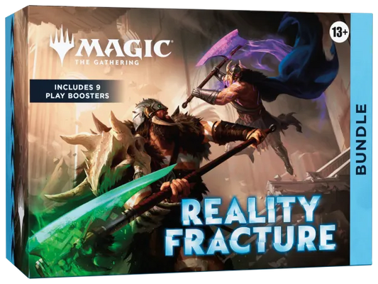 De officiële Magic: The Gathering Reality Fracture Bundle met 9 Play Boosters, exclusieve promo en accessoires.