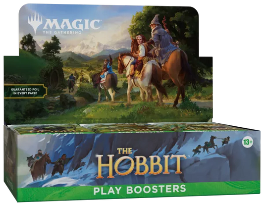 Geopende display box van Magic: The Gathering The Hobbit met 30 Play Boosters.