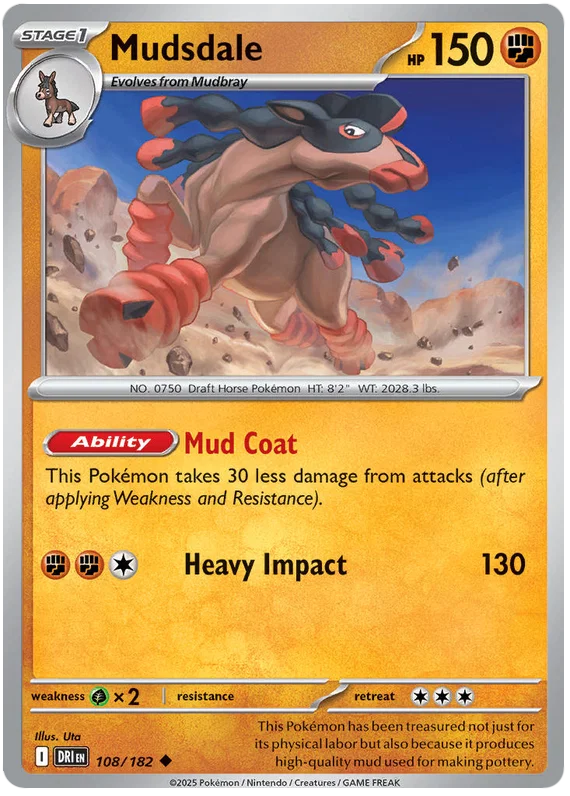 Mudsdale Pokemon kaart #108 common uit Destined Rivals set