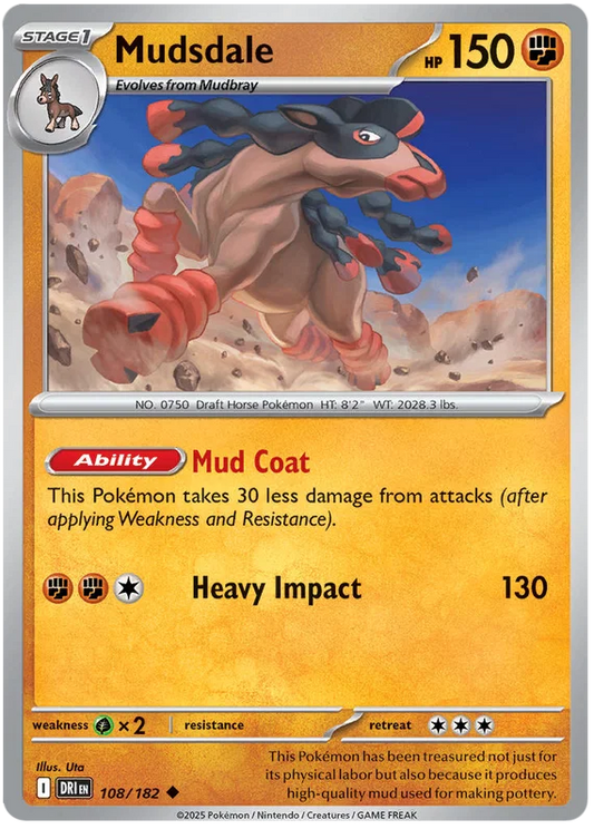 Mudsdale Pokemon kaart #108 common uit Destined Rivals set