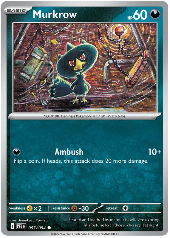 Murkrow common Pokémon kaart nummer 057 uit de set Phantasmal Flames