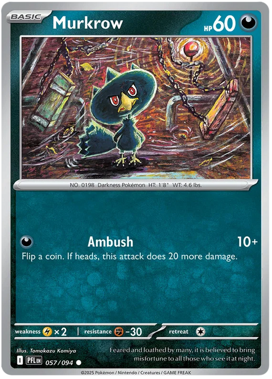Murkrow common Pokémon kaart nummer 057 uit de set Phantasmal Flames