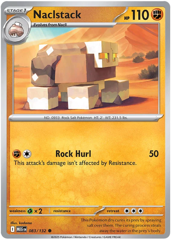 Naclstack #083 common Pokémon kaart uit de Mega Evolution set