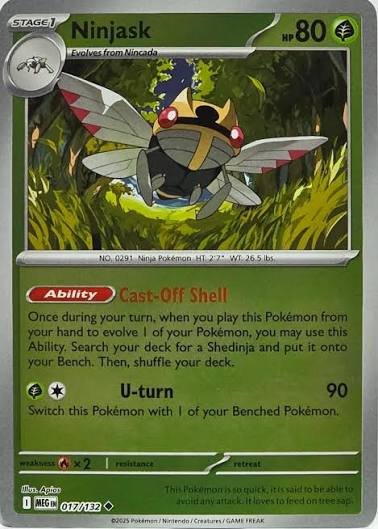 Ninjask #017 Reverse Holo kaart uit de Pokémon Mega Evolution set
