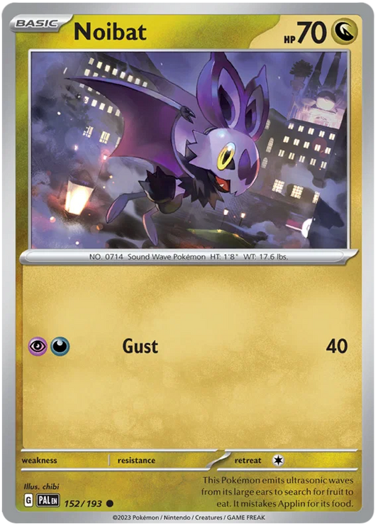 Noibat Reverse Holo Pokémon kaart nummer 152 uit de Paldea Evolved set