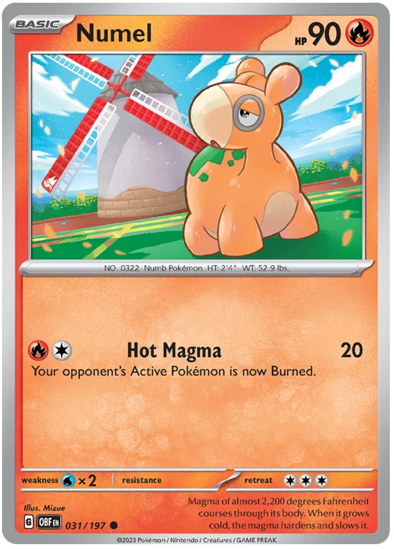 Numel common kaart #031 uit de Pokémon Obsidian Flames set
