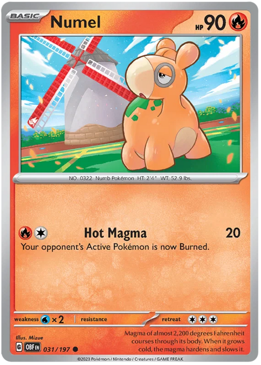 Numel common kaart #031 uit de Pokémon Obsidian Flames set