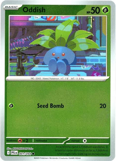 Oddish Reverse Holo kaart nummer 001 uit de Phantasmal Flames set