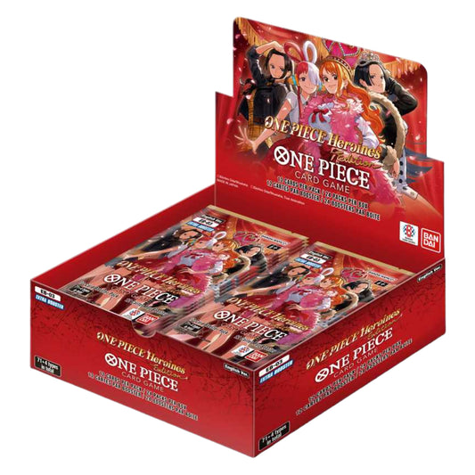 Een geopende display box van de One Piece Heroines Edition met 24 booster packs opgesteld voor verkoop.
