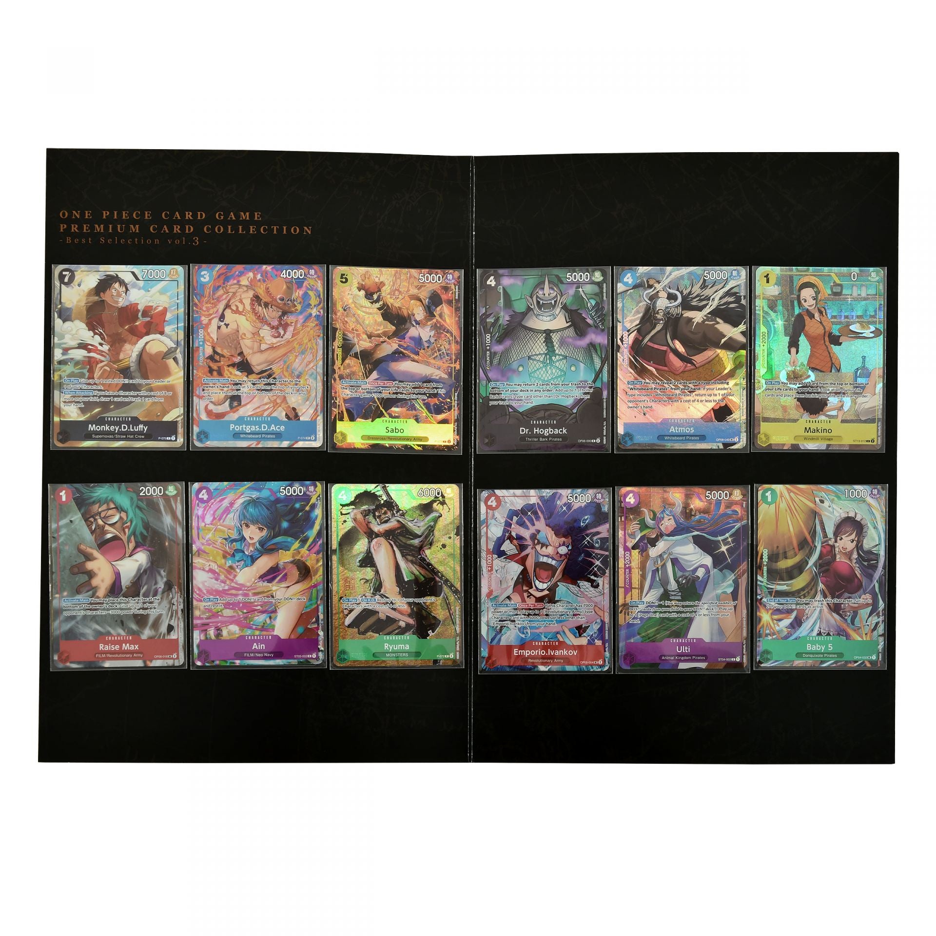 One Piece Premium Card Collection Best Selection Vol. 3 met 12 full art kaarten van bekende personages