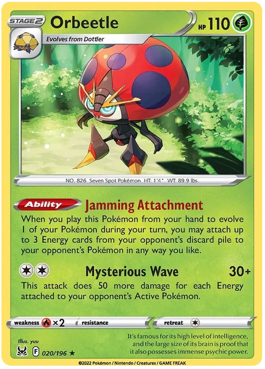 Orbeetle Holo kaart uit Pokémon Lost Origin – Grass-type Pokémon voor verzamelaars.