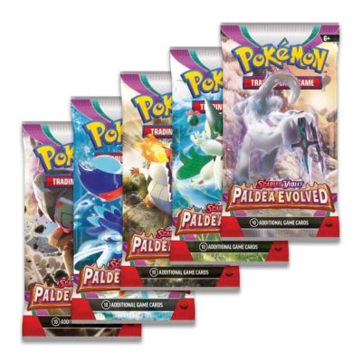 Paldea Evolved Boosterpack van de Pokémon TCG met Meowscarada ex op de verpakking
