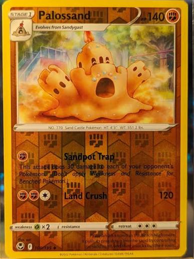 Palossand Reverse Holo kaart uit de Pokémon set Silver Tempest met nummer 100/195