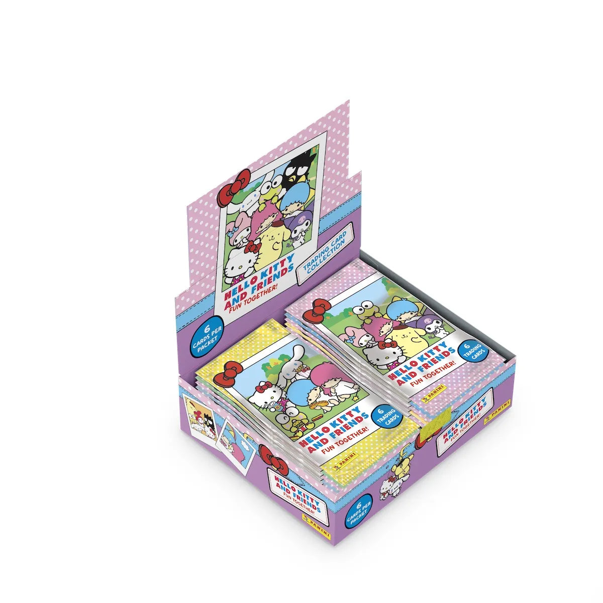 Panini Hello Kitty and Friends TCG Boosterbox met 24 boosterpacks en Sanrio personages - zijaanzicht