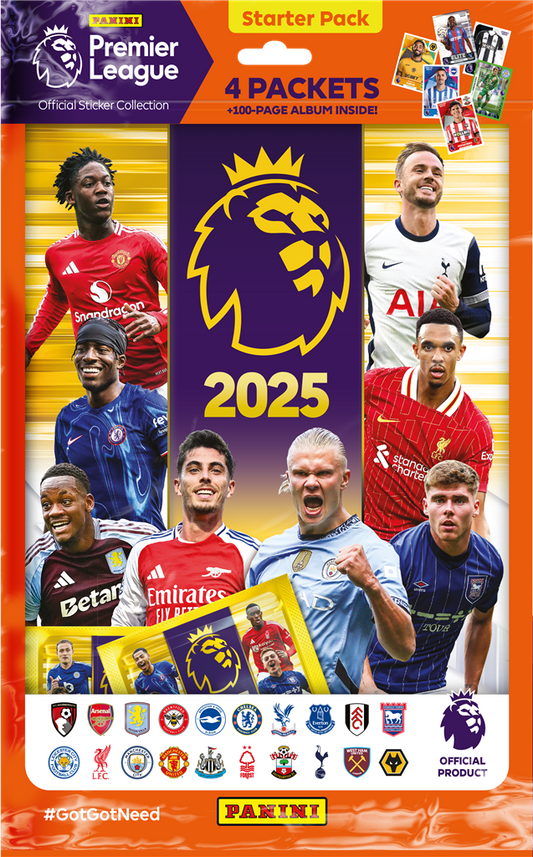 Panini Premier League 24/25 Sticker Starter Pack met album en 4 stickerboosters met voetbalstickers