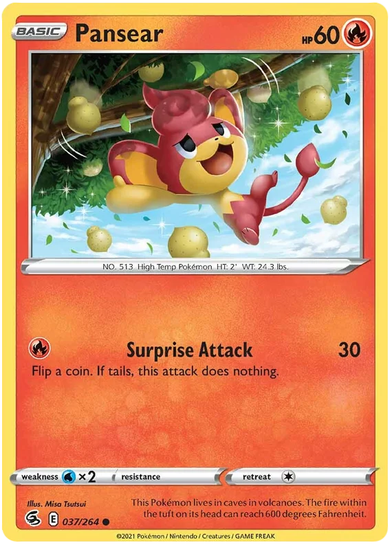 Pansear #037/264 common Fire-type Pokémon kaart uit Fusion Strike