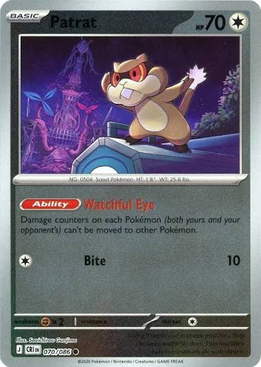 Patrat Reverse Holo kaart nummer 070 uit de Chaos Rising Pokémon set