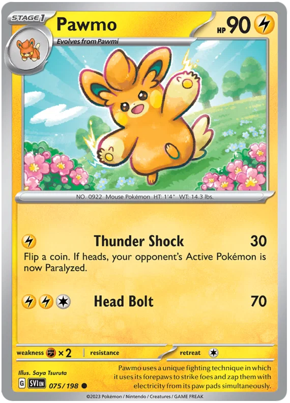 Pawmo #075 common kaart uit de Pokémon Scarlet & Violet basisset