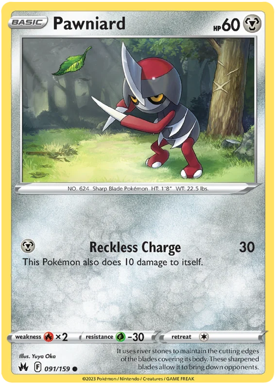 Pawniard #091 common Pokémon kaart uit de Crown Zenith set