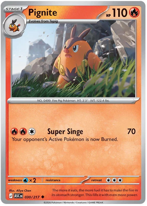 Pignite common kaart nummer 030 uit de Ascended Heroes verzameling