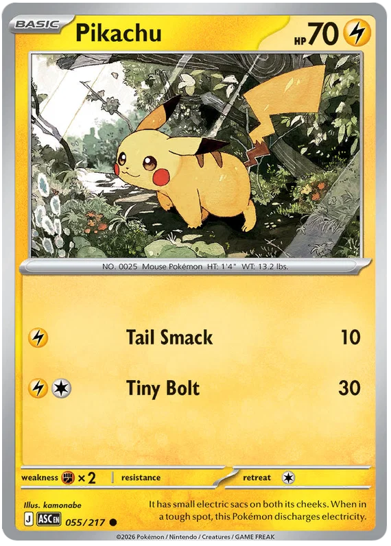 Pikachu #055 common Pokémon kaart uit de Ascended Heroes set