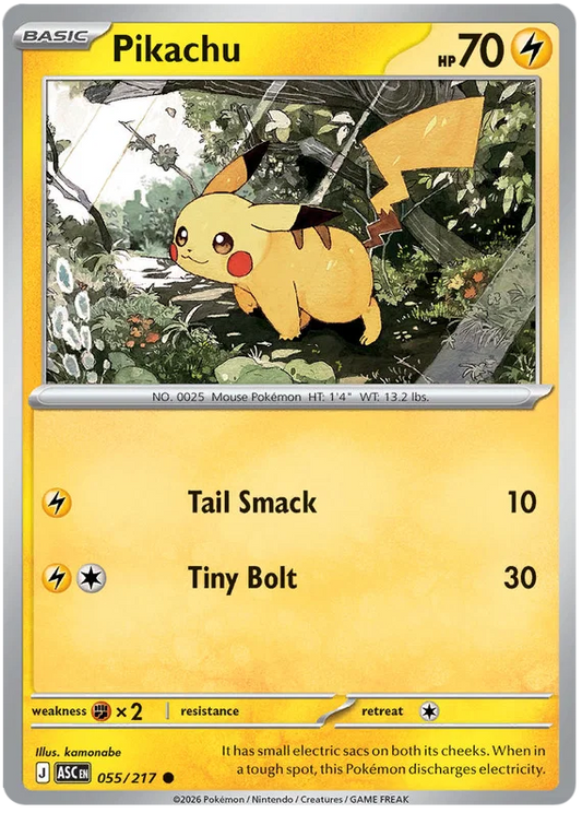 Pikachu #055 common Pokémon kaart uit de Ascended Heroes set