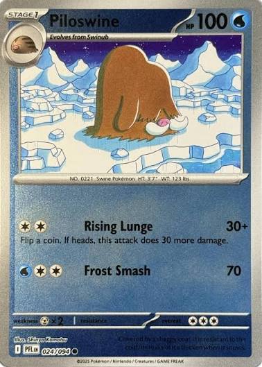 Piloswine Reverse Holo Pokémon kaart nummer 024 uit de set Phantasmal Flames