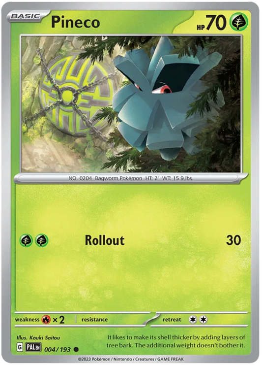 Pineco #004 common Pokémon kaart uit de Paldea Evolved set
