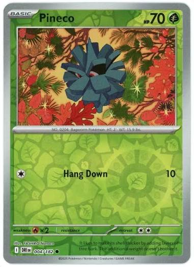 Pineco Reverse Holo Destined Rivals Pokémon kaart nummer 004 uit de basisset