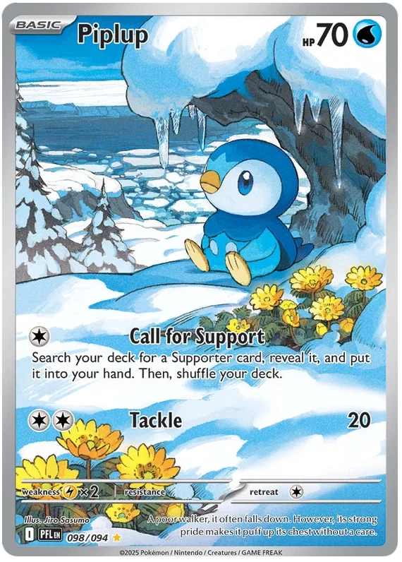 Piplup Illustration Rare pokemonkaart nummer 098 uit de Phantasmal Flames set