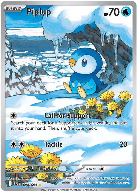 Piplup Illustration Rare pokemonkaart nummer 098 uit de Phantasmal Flames set