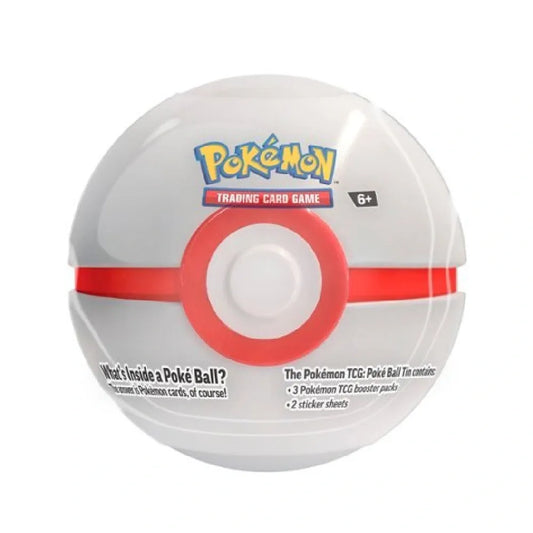 Pokémon Poké Ball Tin 2024 Premier Ball opbergblik inclusief boosterpacks en stickers