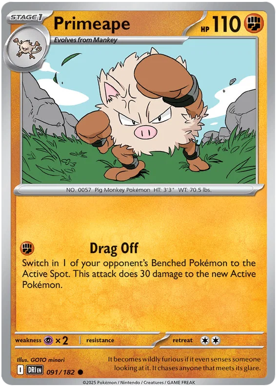 Pokémon #091 Primeape common kaart uit de Destined Rivals set