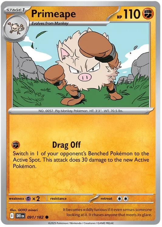 Pokémon #091 Primeape common kaart uit de Destined Rivals set